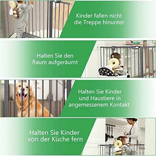 XMTECH Türschutzgitter Ohne Bohren Treppengitter für Kinder 95-105cm breit,Auto-Close Baby Türgitter Treppen Absperrgitter mit Druckbefestigung,Safety Gate, 180° Zweiwegeöffnung Schwarz