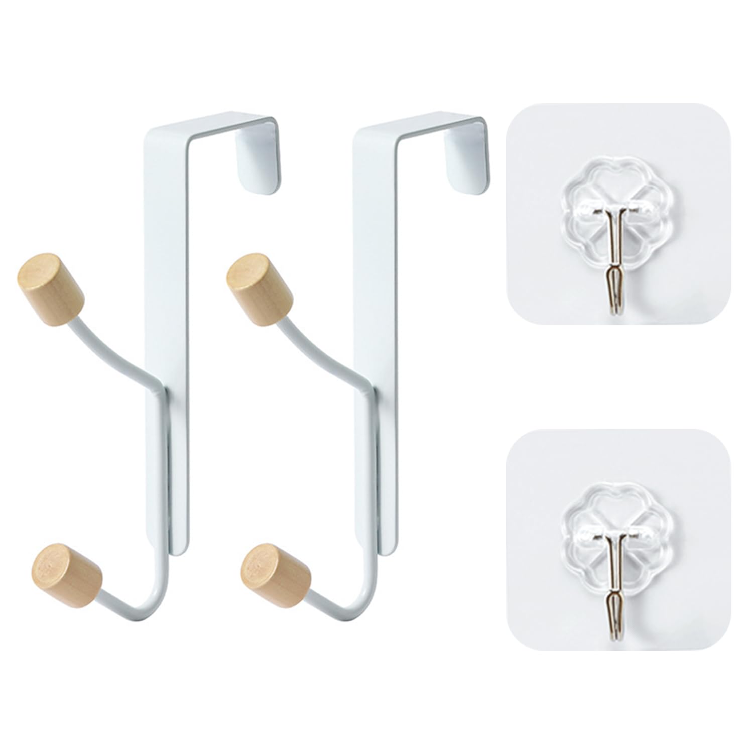 WUFGWBD 2 Pieces of Door Hooks, 2 Pieces of Transparent Hooks, Bedroom Door Hooks, Door Coat Hooks, Clothing Hanging Hooks