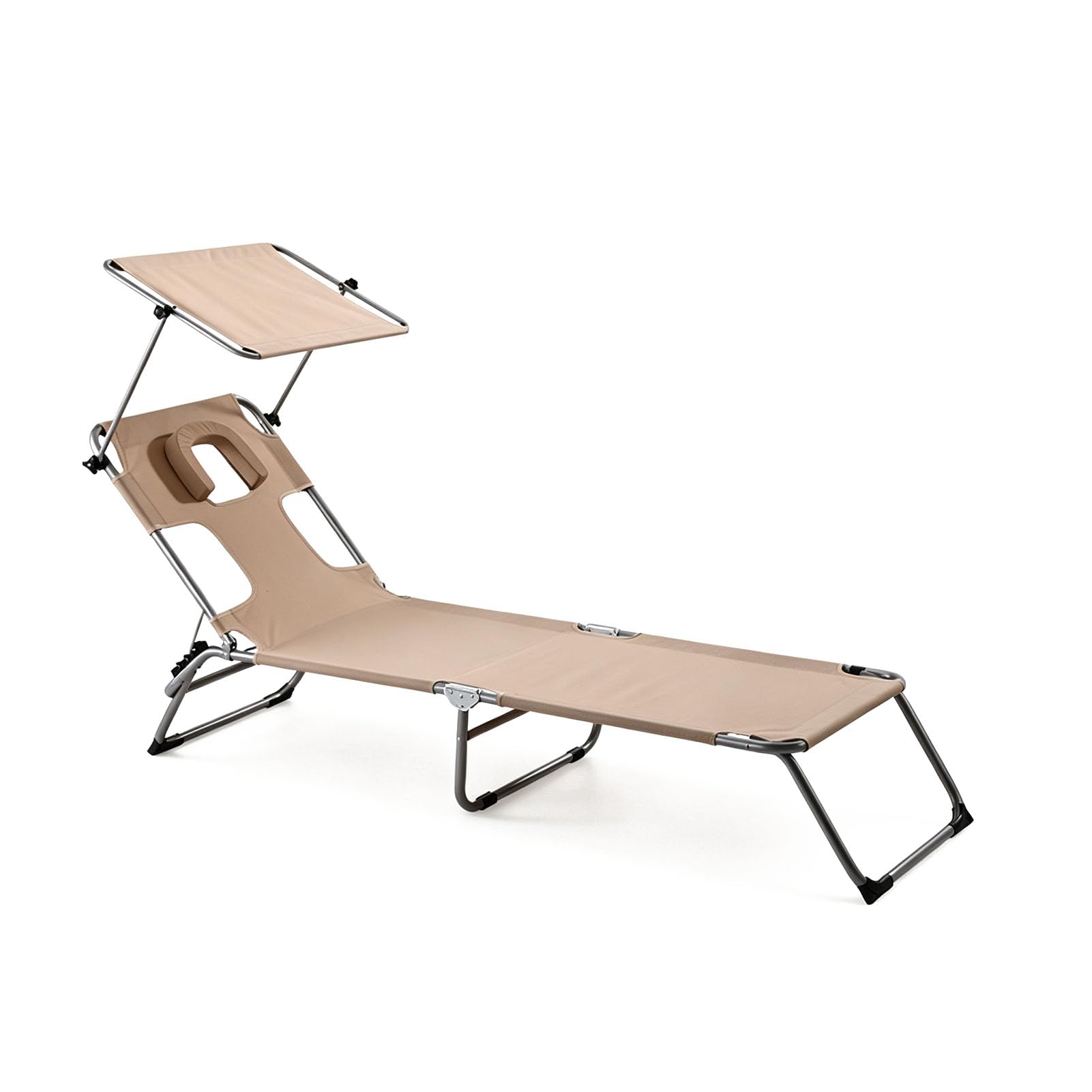 JYHCD Garden Recliner Chair Folding Sun Lounger with Face Hole