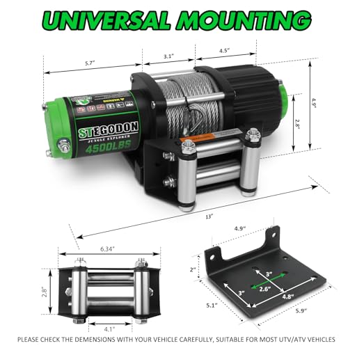 4500 lb Winch 12V Waterproof Electric Winch,ATV/UTV Winch with Steel Cable Winch with Wireless Remote and Roller Fairlead