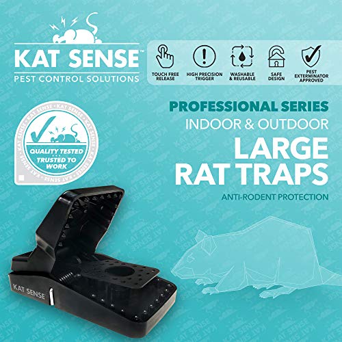 Image of Kat Sense Rat Traps that Work Indoor & Outdoor for Instant Kill Results, Set of 8 Large Reusable Snap Traps for Mice Chipmunks 'N Squirrels