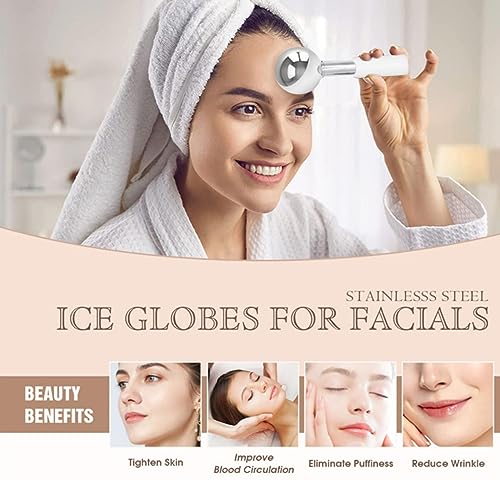 360 Rotating Ice Globes for Face, Unbreakable Stainless Steel Cryo Globes with Carry Case, Ideal Skincare Cryo Sticks, Ice Roller Ball for Face & Eyes Puffiness Relief - Estheticians Approved - Image 6