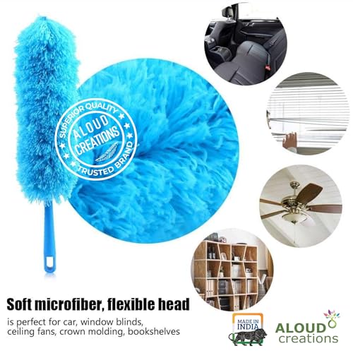 Image of ALOUD CREATIONS 2Pc Microfiber Feather Duster for Cleaning | Washable Duster for Home, Office, Bedroom, Car | for Cleaning Ceiling Fans, Curtains, Web | Red & Blue Colour