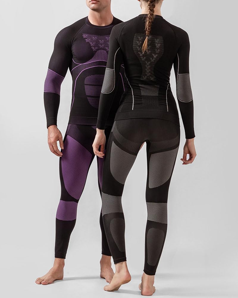 MISSMAO Thermounterwäsche Herren Atmungsaktiv Thermo Funktionswäsche Winter Skiunterwäsche Unterwäsche Thermounterhemd Thermounterhose Base Layer Schnell Trocknend