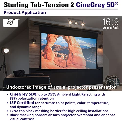 Image of Elite Screens Starling Tab-Tension 2 CineGrey 5D, 120 inch 16:9, Ceiling and Ambient Light Rejecting Electric Projector Screen Programmed Remote Kit, CineGrey 5D Projection Material, STT120U2HD5-E12