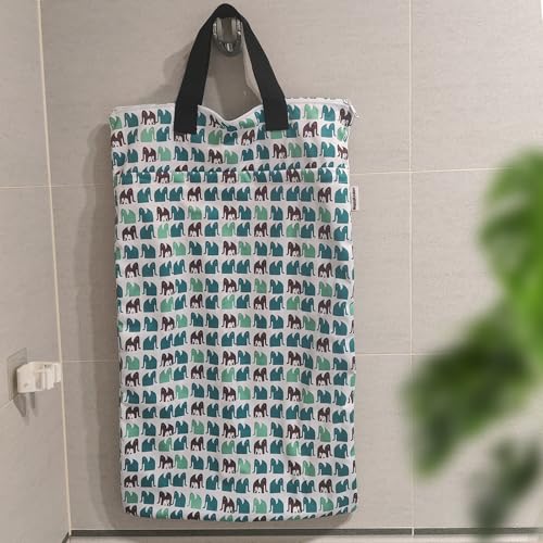 Image of Mama Koala Reusable Hanging Wet Dry Bags for Baby Items, Cloth Diapers, Swimsuits, Travel, Gym Clothes, Beach, Pump Parts, Toiletries, Two Zippered Pockets, 2 Pack (W006L)