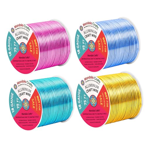Image of Mandala Crafts 18 Gauge Anodized Aluminum Craft Wire for Jewelry Making - 400 FT Colored Flexible Pastel Wire - Bendable for Bonsai Armature Crafting Sculpting