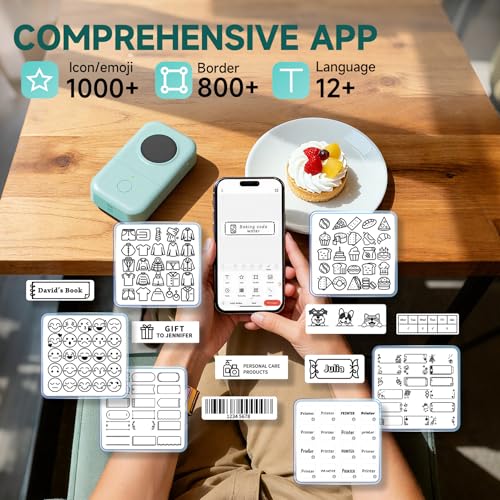 Phomemo Label Maker D30 Labeler,Sticker Printer Machine,Portable Bluetooth Label Printer,Labeler for Gift Office Home Organization,Back to School Supplies for Kids,Teacher (USB Rechargeable)-Green