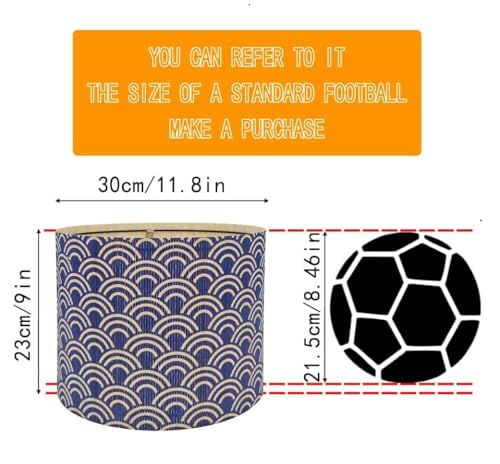 Image of Rustic lamp shade Art decorative Blue Wave Minimalist 11.8x9Inch | Classic Easy Matching,Unique bamboo material,Ideal for Table and Floor Lamps,Effortless Installation