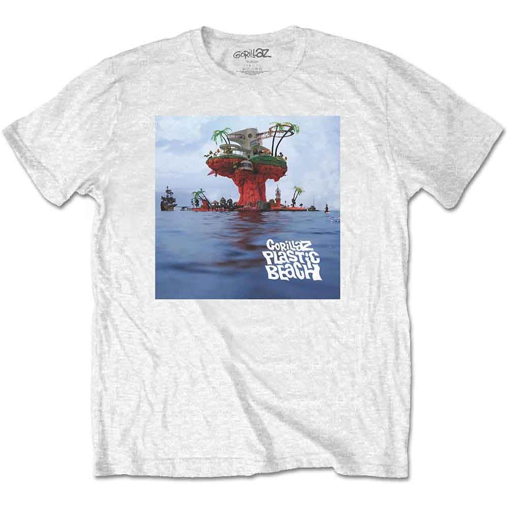 Gorillaz T Shirt Plastic Beach Band Logo Official Mens White S