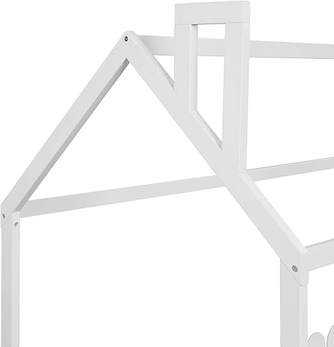 Miniatura 7 de Merax Cama de madera para niños con valla divertida cama Montessori para niños niñas fácil de montar individual blanco