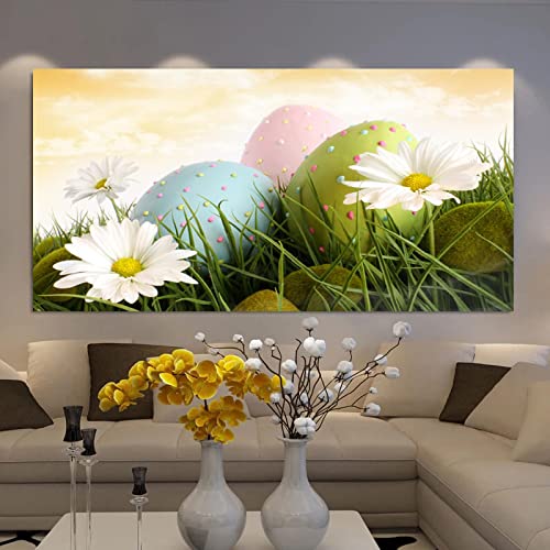 Oeufs colorés prairie affiche KEBIA pour grand mur vide