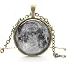 Adecco LLC Full Moon Necklace, Space Picture Pendant, Galaxy Pendant Necklace, Valentine gift for Grilfriend/Boyfriend (Black)