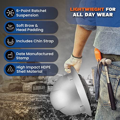 Acerpal Full Brim Non-Vented Ice Cube Platinum Carbon Fiber Design Matte Finish OSHA Hard Hat with 6-Point Suspension