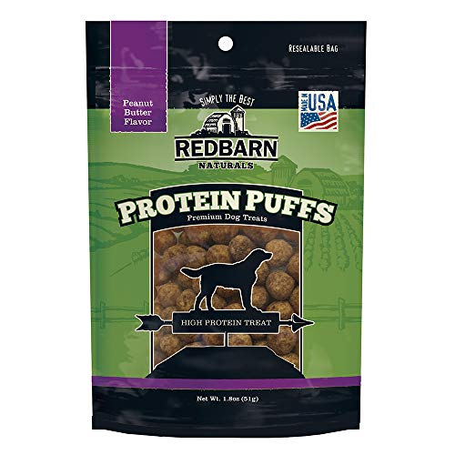 Redbarn Protein Puffs for Dogs, High-Protein Training Treat or Food Topper, Made in The USA (Peanut Butter, Pack of 3)