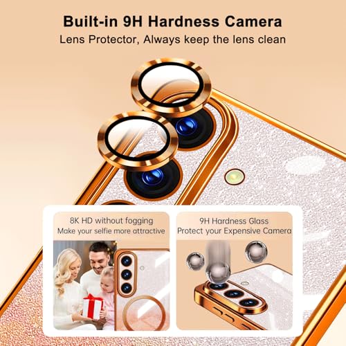 Image of Misscase for Samsung Galaxy S26 Case Compatible with MagSafe,Built-in Camera Lens Protector Full Protection Soft TPU Anti-Scratch Anti-Fingerprint Magnetic Glitter Slim Case Cover Orange