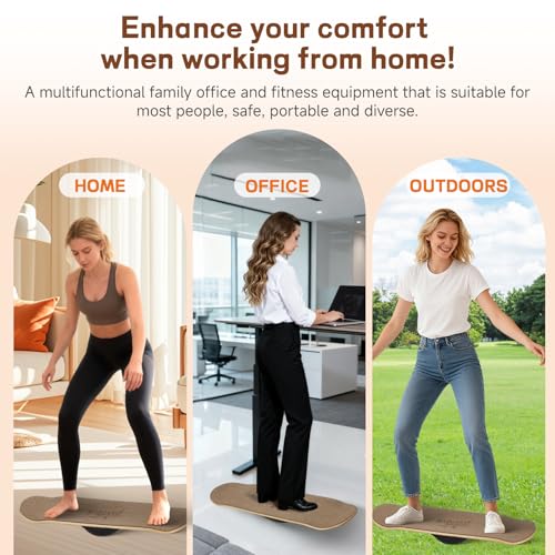 Image of Balance Board- Gift for Adults & Kids,Wood Wobble Balance Trainer Board,Premium Slip-Resistant Surface Portable Fitness Equipment,Suitable for Core Workout, Standing Desk Exercise, Home Gym, Yoga