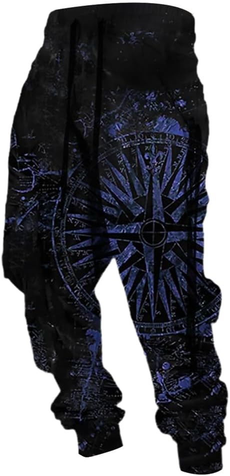 Viking 3D Men's Sports Pants Nordic Mythology Tattoo Fenrir Wolf Skull Valhalla Medieval Gift