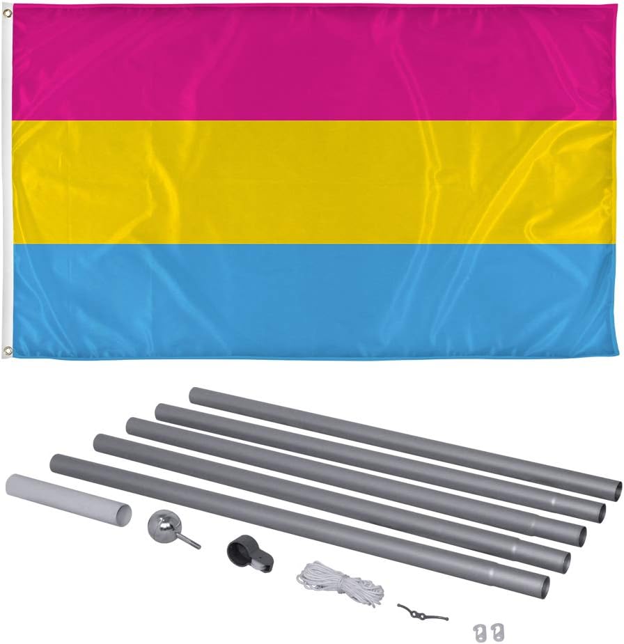 Vispronet 3ft x 5ft USA Gay Pride Flag – Polyester Flag with 20ft Flagpole, Metal Grommets, Pride Accessories, Durable American Pride Flag Made with Vibrant Colors, Printed in the USA