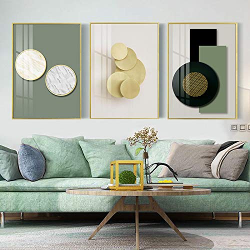 Affiche art abstrait nordique vert 50x70 cm lot de 3 toiles murales sans cadre