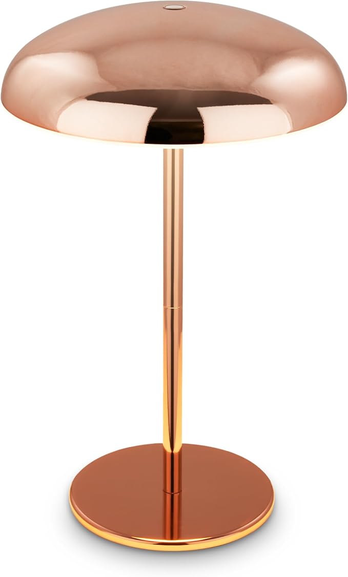 Briloner BRILONER - LED tafellamp snoerloos IP44 met lichtrand, touchdimmer, oplaadbare batterij vervangbaar, bedlamp, leeslamp, LED lamp, oplaadbare lamp, buitenlamp, 19,5x30,5 cm, koperkleurig