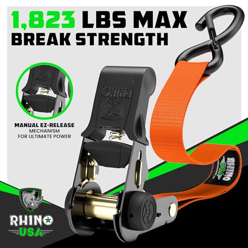 image for Rhino USA Ratchet Straps Tie Downs (4-Pack) - 1 Inch x 15 Feet (1,823l