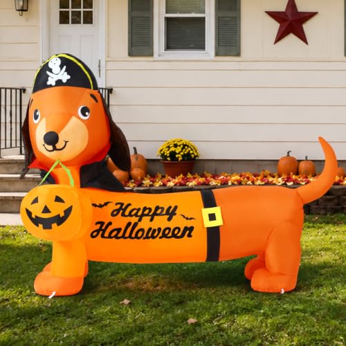 Aufblasbarer Halloween-Dackel mit Kürbis, 1,5 m