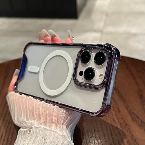 Coque iPhone 15 Pro Max violet de luxe magnétique transparente finition premium
