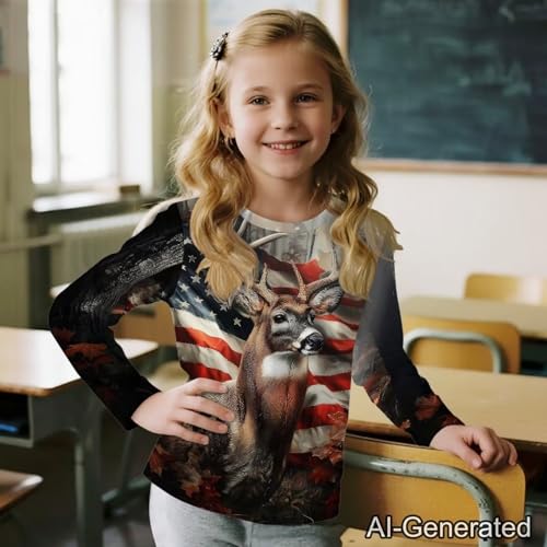 Image of Renewold Boys Girls Tees Kids T-Shirt Long Sleeve Crewneck T Shirts Casual Athletic Tops Clothing for Home School Travel