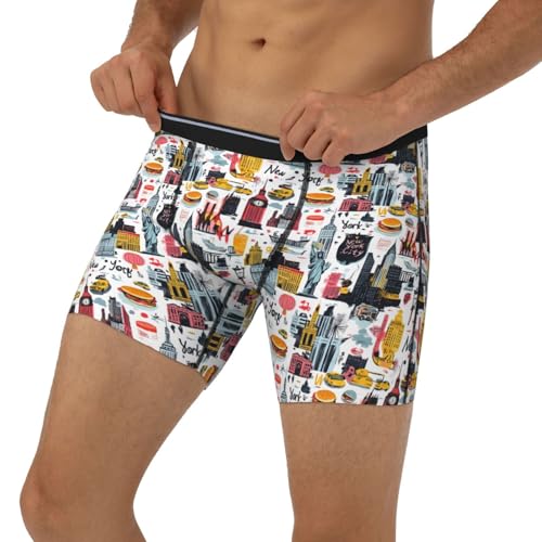 Mens Underwear, New York City Street Scene Print Boxers for Men, Soft Moisture-Wicking Breathable Boxer Briefs