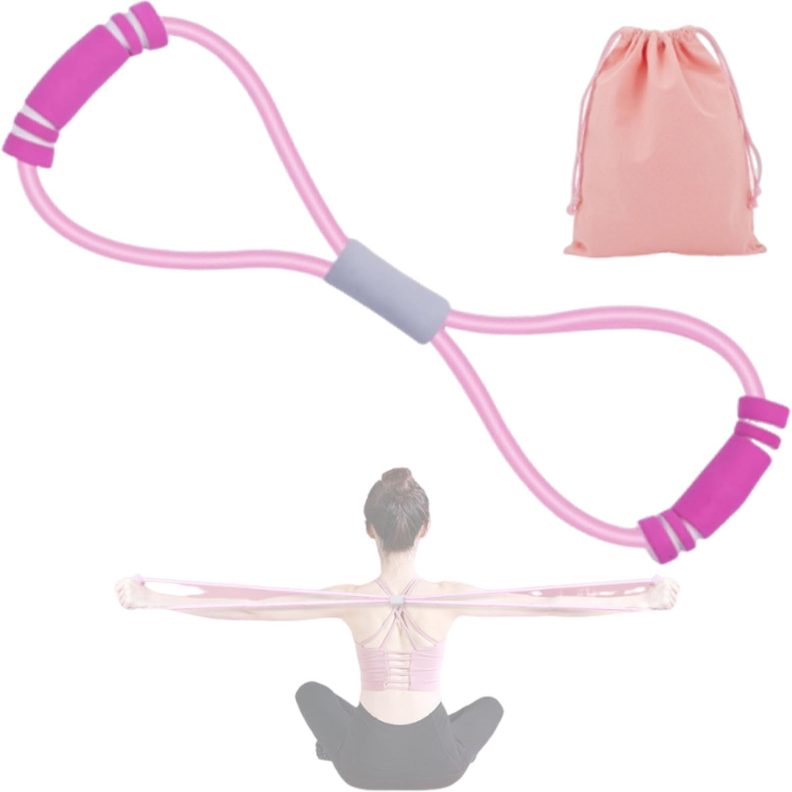 Saludea Resistance Band with Handles, Arm Figure 8 Resistance Band with Handles, Chest Expander, Yoga Gym Fitness Pulling Rope 8 Word Elastic for Arm and Shoulder Stretch (Pink)