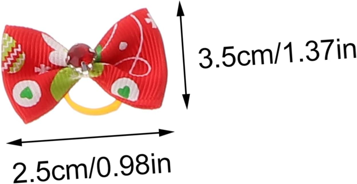 Christmas Pet Hair Ties 50 Pieces with Elastic Band Dog Hair Bows Small Holiday Accessories for Dogs and Puppies Random Design 3