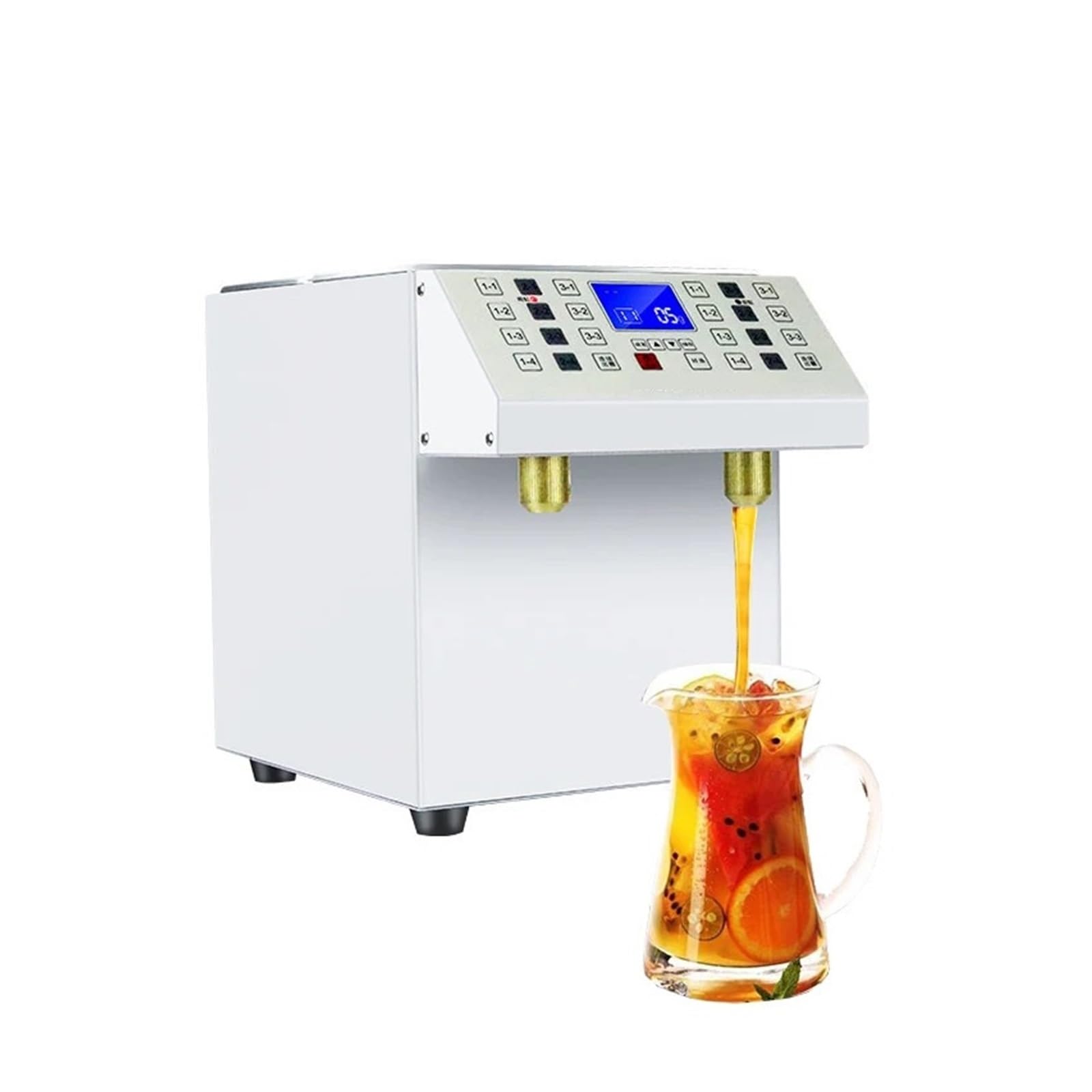 Fructose Dispenser, Fructose Dispenser 24 Grid Quantitative Machine Double Cylinder Syrup Dispensing Machines(White Double Tank)