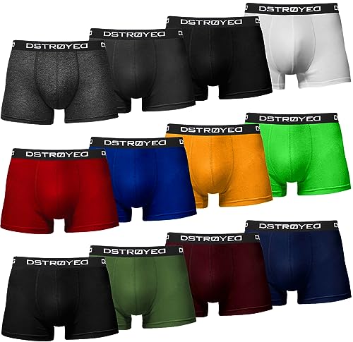 DSTROYED ® Boxershorts Herren 12er Pack S-5XL Unterhosen Männer Unterwäsche Men (L, 313a 12er Set Mehrfarbig)