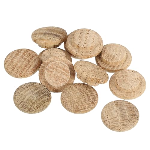 Image of uxcell 12 Pcs 0.47 x 0.71 Inch Wood Hole Plugs, Wooden Screw Hole Cover, Wood Pocket Button Plug for Chair Stair Craft Furniture Woodworking