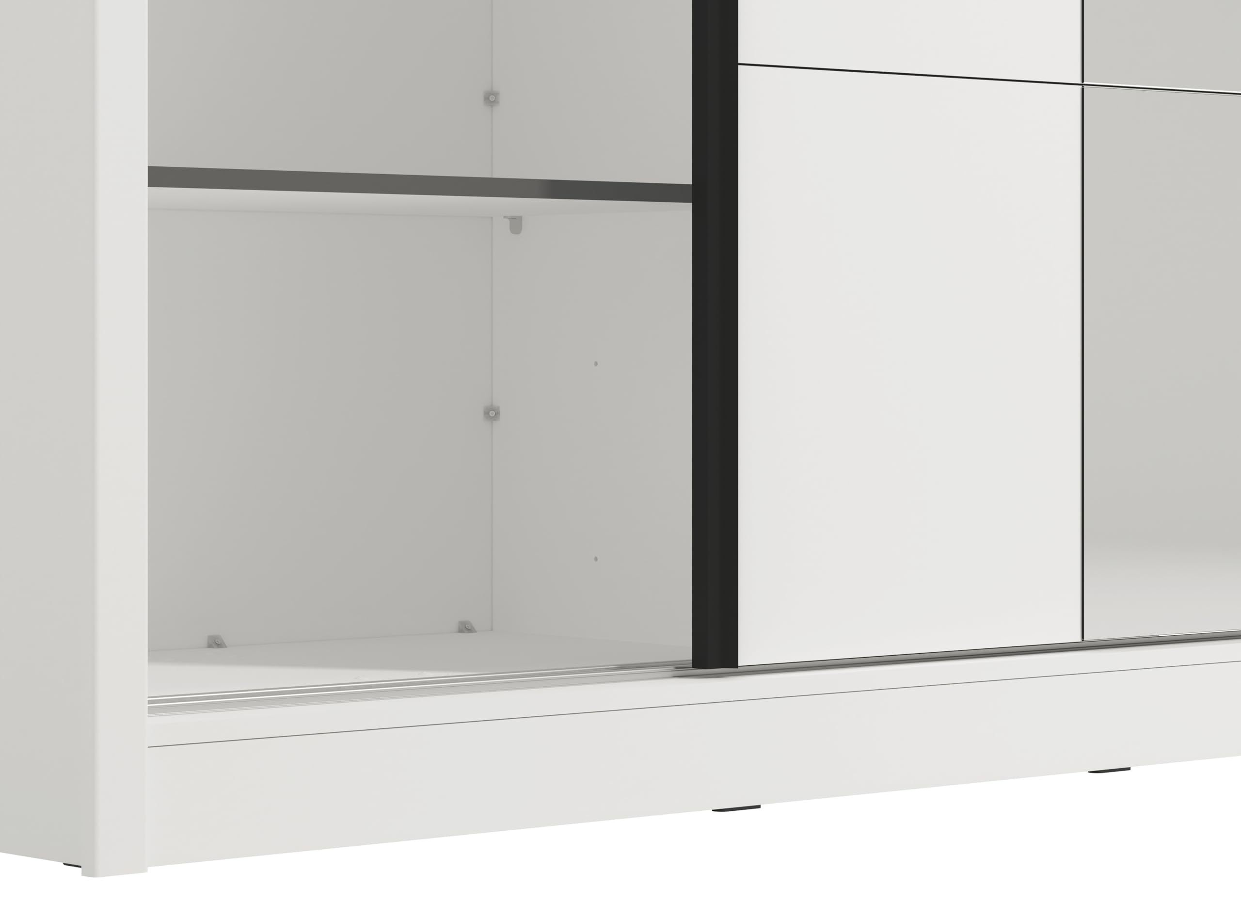 Arredo Stock Armadio moderno in MDF bianco 2 ante scorrevoli con specchio 180X59,8X215,5 cm