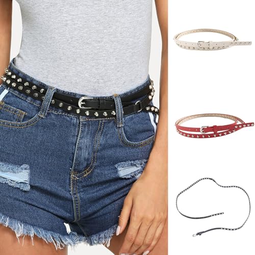 Cool Rivet Studded Waist Belt For Pants Gothic Pin Buckle Waistband Long Length Narrow Belt For Pants Girl Waist Decor Rivet2