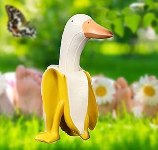 Banana Duck Statue, Garden Art Sculpture, Funny Creative Resin Figurines, Suitable for Indoor and Outdoor Decor Such as Pa...