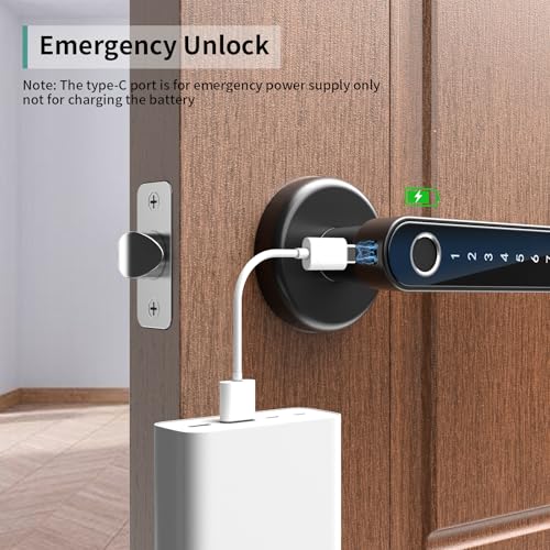 Image of IRONZON 191Y 4-in-1 Smart Fingerprint Door Handle with App Control | Keyless Bedroom Door Knob Smart Door Lock with Keypad, One-tap Privacy Mode Setup, Auto-Lock Easy to Install - Black