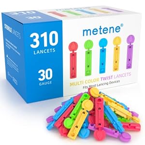 Metene Twist Top Lancets for Lancing Devices, 310 Count, 30 Gauge Sterile Lancets for Blood Sugar Test, Diabetic Lancets, Multicolored