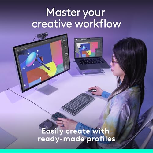 Logitech MX Creative Console - 9 Customizable LCD Keys, Control Dial for Graphic Design, Video Editing, Control Adobe, Zoom, Spotify and More - Graphite, with 3-Month Adobe Creative Cloud Membership by Logitech - Image 3