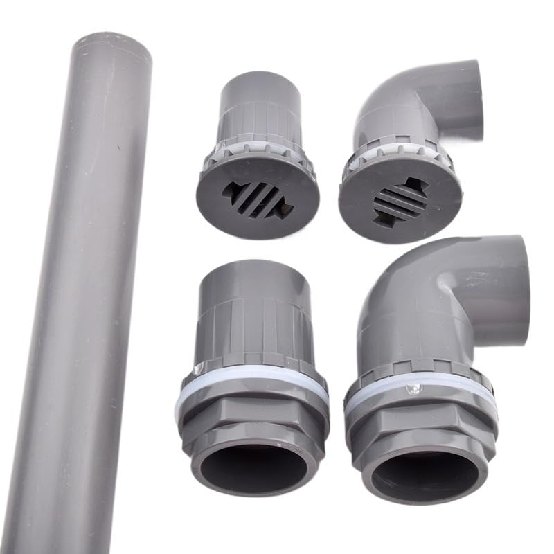 1 connettore di drenaggio diritto per acquario, 20 ~ 50 mm, grigio, per acquario, uscita troppopieno, giunzione per irrigazione da giardino (Style-E (O D), 40 mm (1 pezzo)