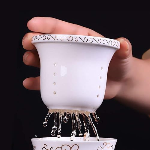 Miniatura 3 de Tea Talent Taza de té de porcelana con tapa de infusor y juegos de platillos  Taza de café de cerámica china Jingdezhen Taza de té de hoja suelta