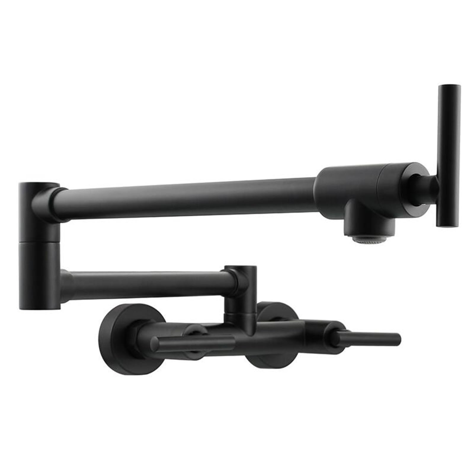 Miscelatore Cucina a Muro Nero, Rubinetto Cucina Pieghevole Fredda e Calda Ottone Rubinetto da Muro Cucina-Nero