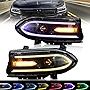 VLAND LED Headlight Assembly Fit for Dodge Charger 2015-2020, Plug-and-play, RGB