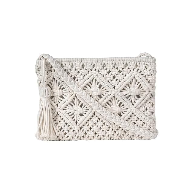 lachicraft Women's Handmade Macrame Crossbody Sling Bag Tote Bags Beautiful & Fancy Ladies Purse For Girls Women's Mobile Pouch Friends Gifts Birthday Marriage Party and Events, Off-White,1- Piece-picture-12
