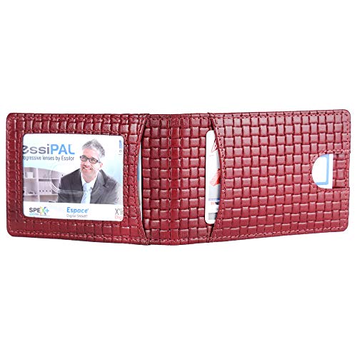 Image of Brooklyn Bridge Genuine Leather Money Clip Wallet for Men Matt VT Maroon - Premium Slim RFID Protected Wallet with Cash Clip & Multiple Card Slots, Stylish Front Pocket Design, Gift for Men