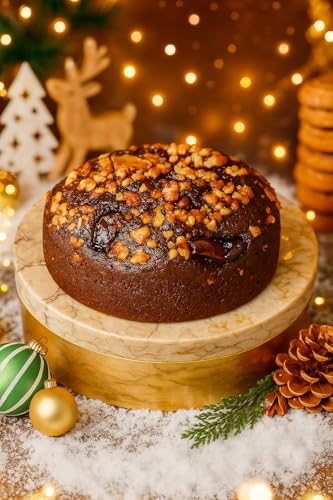 Image of WINNI - Deluxe Chocolate Walnut Cake Pack | Handmade Eggless Chocolate Cake With Crunchy Walnuts | Celebration Gift Box For Birthday, Anniversary, Valentine's Day, Girlfriend, Boyfriend, Kids, Girls, Boys, Couple, Partner, Students | Chocolate Dry Fruit Cake Bouquet | Return Gift Hamper