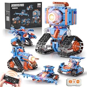 5in1 Robot Building Kits for Kids 6-12, APP & Remote Control STEM Robot Building Toys for Kids Science Learning, Technic Coding Tank Truck Stem Building Sets, Erector Set for Boys Girls Xmas Gifts