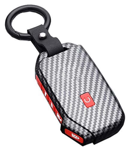 Key Fob Cover Case for Kia Ceed Cerato Forte NIRO Seltos Sorento Soul Sportage Telluride K5 5 Buttons Keyless Entry Remote Case Holder ABS Carbon Fiber Pattern (5 Buttons Red)
